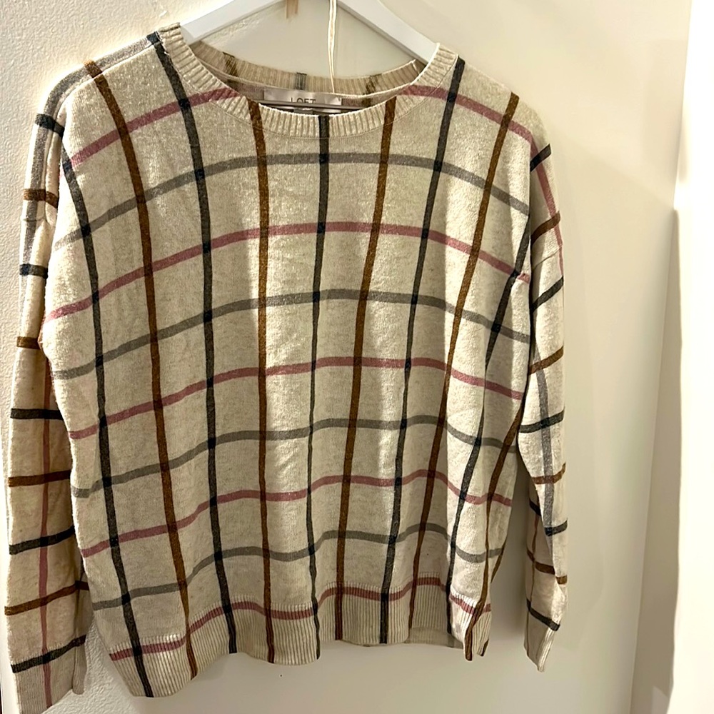 Loft- Sweater- Windowpane Sweater Size Small